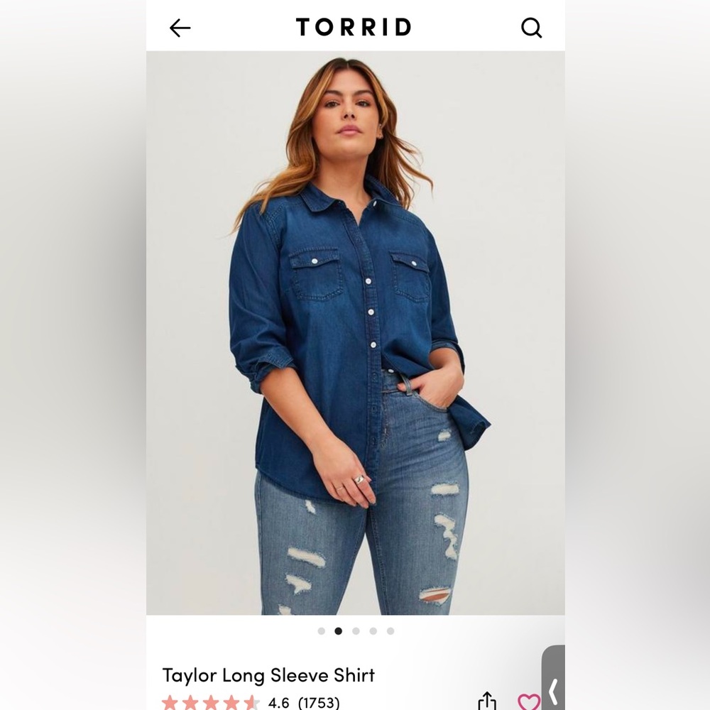 Torrid Blue Jean Shirt Size 4